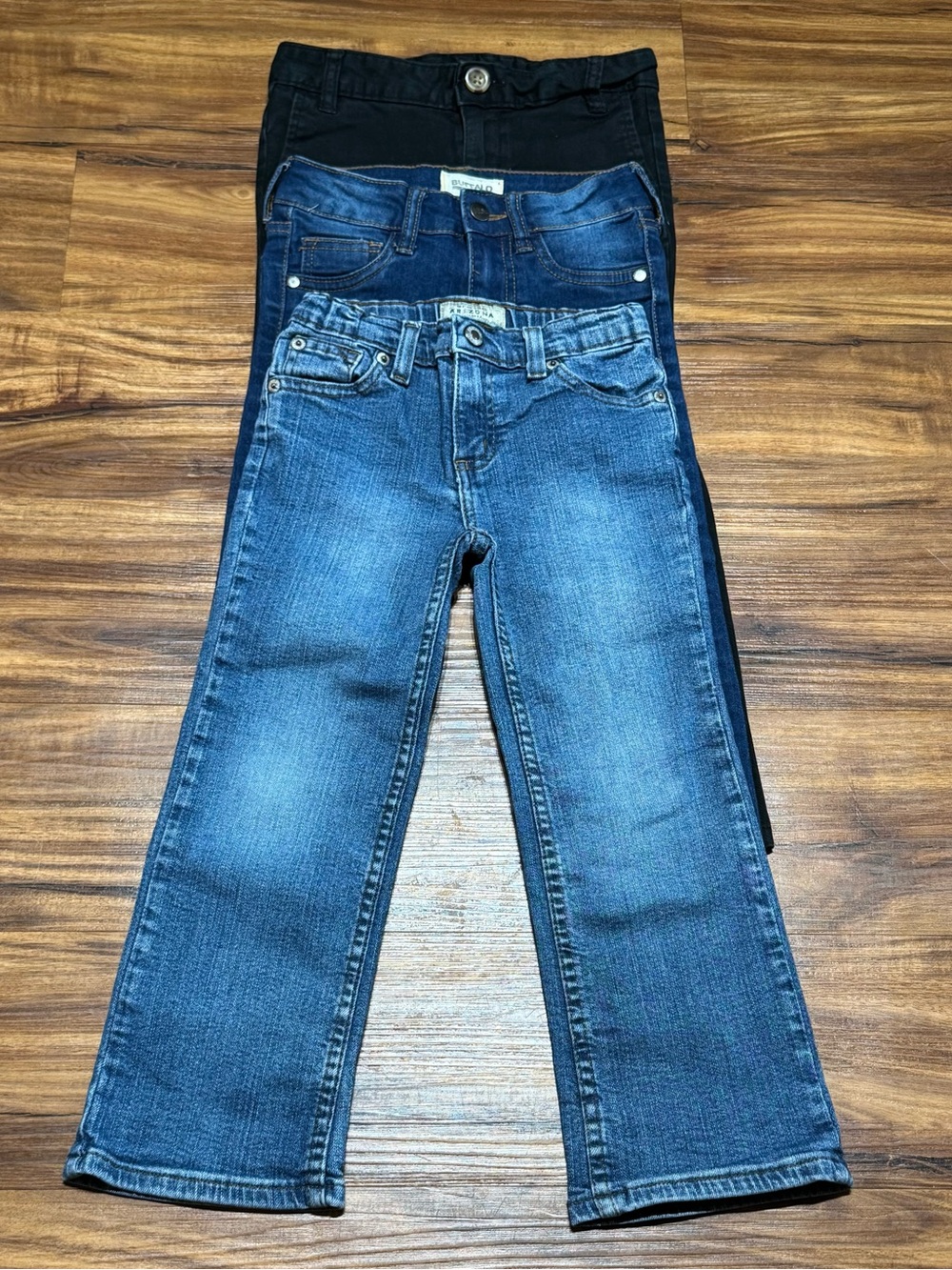 Lot of 3 Little Girl’s Denim Jeans Size 5 Arizona Buffalo Old Navy Blue/Black